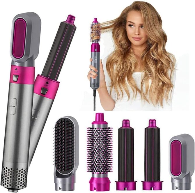 Hair Dryer 5 in 1 Hot Air Brush Styler Detachable Hair Styler Rotating Electric Hair Dryer