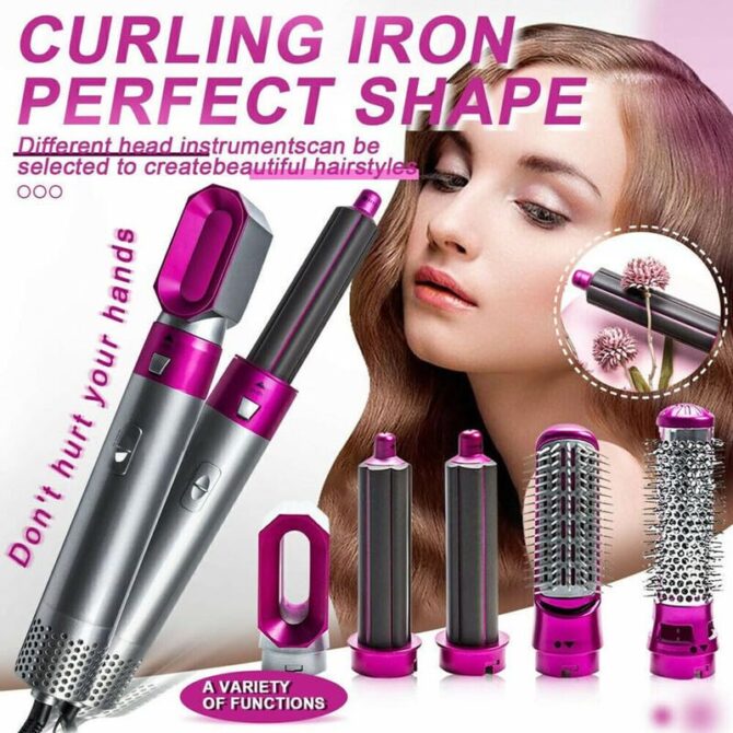 Hair Dryer 5 in 1 Hot Air Brush Styler Detachable Hair Styler Rotating Electric Hair Dryer